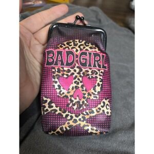 Bad Girl Novelty Coin Purse Leopard Skull Pink Kiss Lock RockabilFriday?